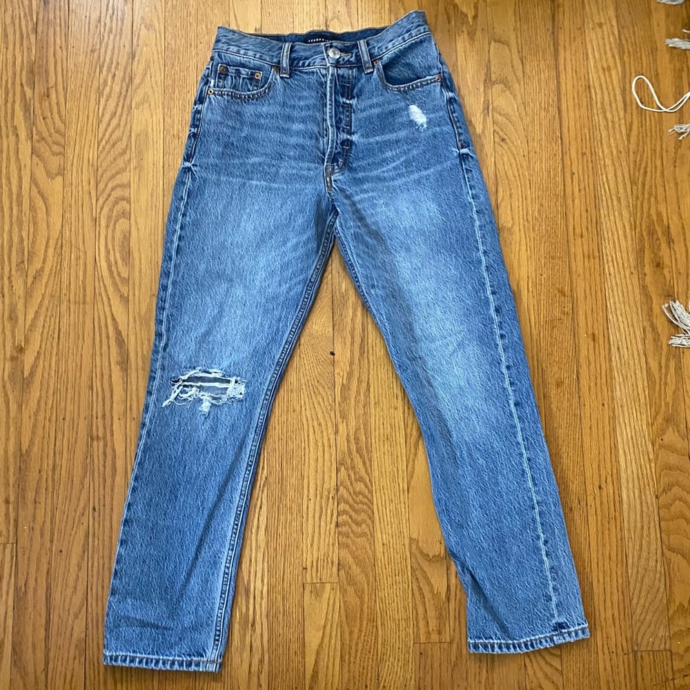 high rise straight jeans